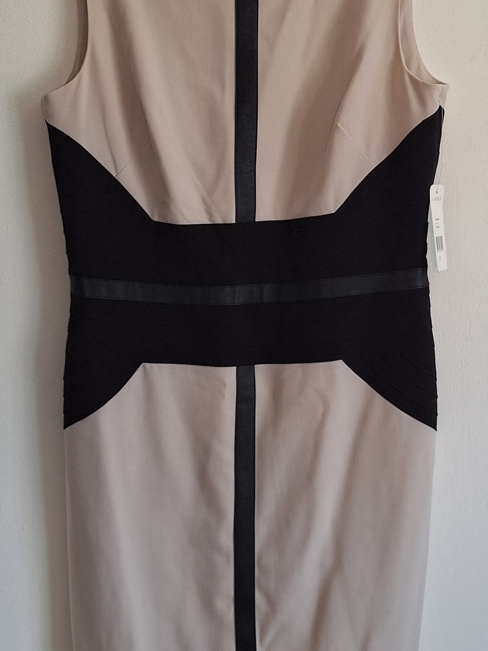 Ralph Lauren  Women's Tan and Black Zip Back Sleeveless Dress Size12
